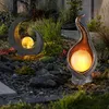 Image de Lampe solaire lune marron/noir lumière extérieure sculpture solaire lampe solaire flamme or argent, boule lumineuse, ampoules led, lot de 2