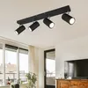 Image de Globo - Spot de plafond Plafonnier Spot 4 flammes noir Plafonnier salon moderne, spot orientable, métal, 4x GU10, LxPxH 56x6x12
