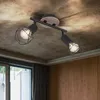 Image de Spot plafond, plafonnier, noir, luminaire salon, barre spot bois, 2 flammes orientables, métal mat, 2x E14, LxlxH 22x10x18 cm