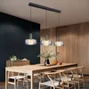 Image de Lampe suspendue plafonnier led salle à manger lumière verre couleur fumée 90cm