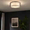 Image de Globo Lighting - Plafonnier led gris rond Plafonnier tissu satiné lampe textile salon, abat-jour tissu métal, 3x E14 led blanc chaud, DxH 17,5x40 cm