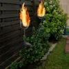 Image de Lampe solaire dorée lampe d'extérieur prise moderne flamme, décoration de jardin led lampe de terrasse résistante aux intempéries, 1x led blanc