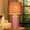Image de Globo Lighting - Lampe de chevet rouge verre lampe de table lampe de salon textile lampe de table lampe de lecture, 1x E27, DxH 26,5 x 50 cm