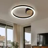 Image de Plafonnier plafonnier LED lampe de salon lampe de couloir, métal noir aspect bois MDF plastique opale, 12W 600Lm 3000K blanc chaud, D 30 cm
