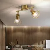 Image de Plafonnier spot rétro orientable 2 spots lampe de salon grille or, métal, 2x douilles E14, LxlxH 22x8x19 cm