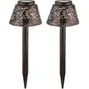 Image de Lampe de table solaire à led, lampe d'extérieur, lampe de terrasse, piquet de sol, décoration de jardin, cuivre, DxH 13,8x27 cm, lot de 2