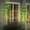 Image de Lampe à suspension solaire d'extérieur lampe à panneau solaire solaire, corde de chanvre de plante artificielle, led blanc chaud, DxH 13 x 90 cm, lot