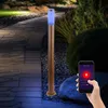 Image de Borne d'éclairage avec détecteur de mouvement lampe d'extérieur capteur lampadaire aspect bois, contrôle app cct, acier inoxydable, 1x Smart rgb led