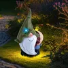 Image de Nain de jardin gnome avec oiseau lumière solaire lampe solaire décoration de jardin lampe d'extérieur balcon batterie, IP44 résistant aux