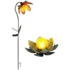 Image de Décoration solaire led fleur de lotus piquet lampe de jardin lumière extérieure lampe solaire fleur, métal multicolore, boule aspect verre brisé, lot