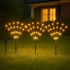 Image de Lampes solaires pour décoration extérieure de jardin, lampe solaire à 3 branches, piquet de terre marron avec interrupteur, 1x led, l 900 cm