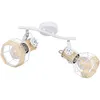 Image de Plafonnier aspect bois spot spot plafonnier orientable blanc, métal, 2x douilles E27, LxlxH 29,6x23x19 cm