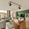 Image de Globo - Plafonnier led plafonnier salon lampe salle à manger, bois métal noir mdf, spot fonction mémoire réglable, 18W 3000K blanc chaud 1200lm, l 60