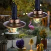 Image de Lampe solaire led suspendue, lampe de balcon, lanterne d'extérieur industrielle, métal foncé, verre transparent, DxH 15,5x50 cm, lot de 2