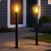 Image de Lampe de chemin, lampe de terrasse, lampe d'extérieur, lampadaire industriel, lampe à pied en acier inoxydable noir, 1x E27, LxH 22,5x100 cm, lot de 2