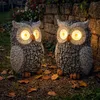 Image de Sculpture de jardin hibou solaire pour l'extérieur sculpture de figurine de décoration de jardin batterie grise, plastique, 2x led 3000K, LxlxH