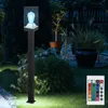 Image de Borne d'éclairage E27 éclairage de chemin extérieur noir éclairage extérieur lampadaire de jardin, aluminium, télécommande dimmable, 1x led rvb 8,5W