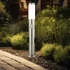 Image de Lampadaire avec détecteur de mouvement, lampe d'extérieur en acier inoxydable avec douilles, opale argentée, douille E27, h 60 cm