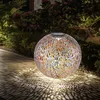 Image de Boule solaire éclairage extérieur boule solaire lumière jardin, poinçons décor, or argent antique, batterie led, DxH 27 x 38 cm