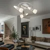 Image de Globo - Plafonnier 3 spots spot rondell lampe de salon plafonnier led orientable, spot haut vers le bas, 3x 5W 300Lm blanc chaud, DxH 25x16 cm