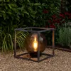 Image de Boule lumineuse solaire lampe d'extérieur fumée lampe de jardin lampe solaire, cube, nickel antique, led blanc chaud, LxlxH 30x30x30 cm