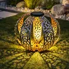 Image de Boule solaire pour extérieur boule dorée Lampe solaire de jardin Lampe solaire orientale, avec effet lumineux et piquet au sol, 1x led blanc chaud,