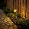 Image de Lampe solaire boule de verre orientale couleur rouille lampe de jardin décorative piquet lumière solaire en métal pour l'extérieur, métal verre, 1x