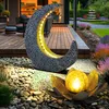 Image de Décoration de jardin, lampes solaires pour l'extérieur, fleur de lotus, décoration de table, table de jardin, lampe solaire de jardin, croissant de