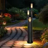 Image de Lampadaire, éclairage de chemin, lampe d'extérieur en acier inoxydable, lampe de jardin, noir, cuivre fumé, 3 ampoules E27, DxH 28 x 170 cm