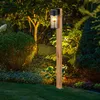 Image de Lampe d'extérieur led Lampadaire Lampe de jardin, lampe de chemin moderne, aspect bois, lampe de terrasse, maison de campagne, verre inox, noir, 1x