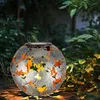 Image de Lampe solaire gris argenté or Boule solaire pour extérieur Boule solaire de décoration de jardin Piquet de terre, avec effet lumineux de feuilles