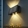 Image de Lampe solaire noire Lampe d'extérieur Balcon Lampe murale moderne Lampe de jardin angulaire Accu Mur de maison résistant aux intempéries, plastique,