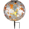 Image de Lampe solaire argentée Boule solaire Lampe d'extérieur Décoration de jardin Piquet de terre Lampe solaire, feuilles d'érable, blanc chaud, DxH 27 x