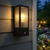 Image de Applique murale led avec détecteur de mouvement Lampe d'extérieur verre noir Capteur, métal, 1x E27 led blanc chaud, LxlxH 15,4x12x32 cm