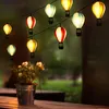 Image de Lampe solaire led Guirlande lumineuse Ballons à air chaud Lampe d'extérieur Décoration de jardin résistante aux intempéries, plastique, 9x led blanc