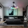 Image de Globo Lighting - Plafonnier salon lumière ventilateur de plafond chambre, métal plastique gris, télécommande dimmable changement de couleur rvb