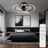 Image de Ventilateur de plafond plafonnier ventilateur de pièce lampe de salon, métal aluminium aspect bois noir, télécommande dimmable CCT rotation