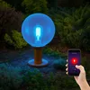 Image de Clairage de jardin extérieur base lumière extérieure E27 lampe d'extérieur lampadaire, aluminium aspect bois boule de verre, aspect bulle,