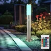Image de Lampadaire de jardin dimmable avec prises de télécommande éclairage de chemin d'extérieur avec détecteur de mouvement lampadaire, acier inoxydable,