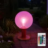 Image de Lampe de jardin lampadaire lampe d'extérieur lampe de sol, aluminium aspect bois boule de verre, aspect bulle, télécommande dimmable, led rvb 8,5W