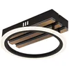 Image de Plafonnier, lampe de salon, aspect bois, noir, LED CCT, L 25 cm
