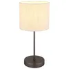 Image de Lampe de table, lampe d'appoint, lampe de lecture, métal, chrome noir, lin, crème, H 37 cm