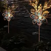 Image de Décoration de jardin led Lampe solaire Roue à vent Lampe de terrasse Lampe extérieure Piquet de terre, métal or bleu, verre brisé, LxH 22,5 x 92 cm,