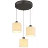 Image de Suspension, applique, plafonnier, LED, noir, chrome, lin, crème, H 180 cm