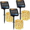 Image de Guirlande Solaire Exterieur 12M 120LED  Lot de 3  Guirlande Lumineuse Exterieure Solaire Étanche Blanc Chaud 8 Modes Lumière Solaire Décoration pour