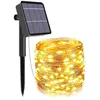 Image de Guirlande Lumineuse Exterieure Solaire - 32m 300 led Guirlande Noel Solaire en Fil Cuivre avec 8 Modes, pour la Décoration Extérieur, Jardin, Arbres