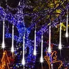 Image de Météore Pluie Guirlandes Lumineuses, led Météore Pluie Lumiere Etanche Extérieur Douche Pluie Feux pour Mariage Fête Noël Soirée Maison Arbre Sapin