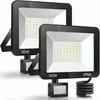 Image de Projecteur LED 50W avec détecteur de mouvement   5000lm 7000K blanc froid   IP66 étanche   Installation facile   Pour espaces extérieurs
