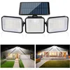 Image de Lampe Solaire Exterieur Detecteur de Mouvement, 3 Têtes 180 led Lumiere Solaire Exterieur IP65 Étanche Eclairage Exterieur Solaire 3 Modes Spot
