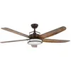 Image de Ventilateur de plafond 158 cm bronze huilé   6 vitesses télécommandées   Éclairage LED 18W blanc chaud   Débit d'air 267 m³/min